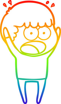 recommend clip art: rainbow gradient line drawing of a cartoon shocked man