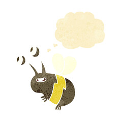 cartoon happy bee with thought bubble