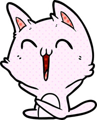 happy cartoon cat meowing