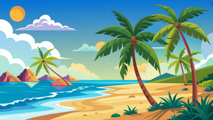 Fototapeta na wymiar palms-beach vector design 