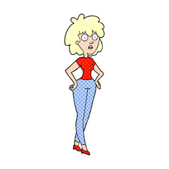 freehand drawn cartoon surprised woman