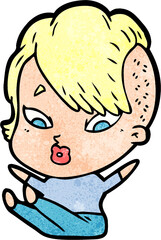 cartoon surprised girl falling over