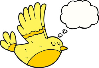 freehand drawn thought bubble cartoon flying bird