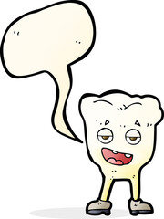 cartoon tooth looking smug with speech bubble