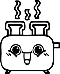 line drawing cartoon of a of a toaster