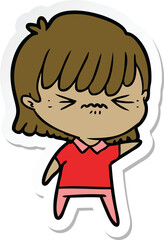 sticker of a annoyed cartoon girl