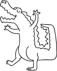 line drawing quirky cartoon crocodile
