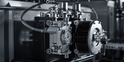 Fototapeta premium A black and white image of a vintage machine. Suitable for industrial concepts