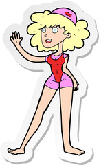 sticker of a cartoon swimmer woman