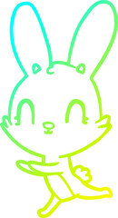 cold gradient line drawing of a cute cartoon rabbit