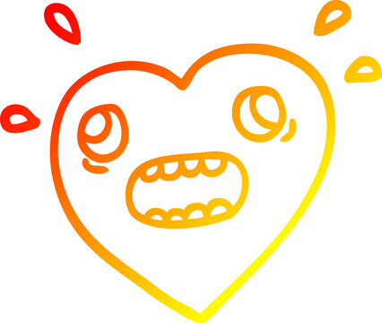 recommend clip art: warm gradient line drawing of a cartoon heart panicking