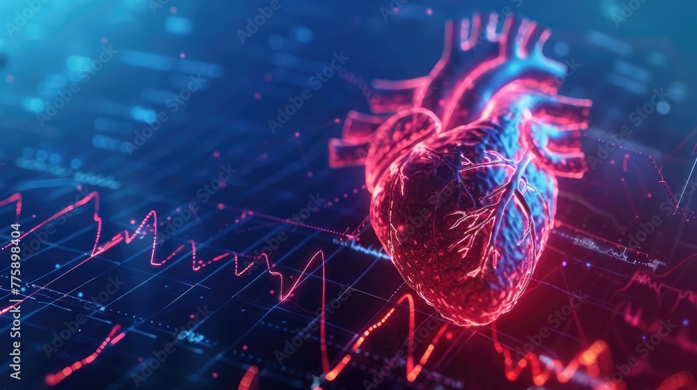 Aufkleber Heart symbol displayed on a computer monitor. Suitable for technology concepts