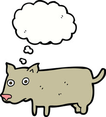 cartoon little dog with thought bubble