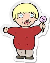 sticker of a cartoon fat child