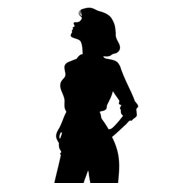 recommend clip art: Woman looking up silhouette. Vector illustration