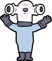friendly cartoon alien waving