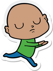 sticker of a cartoon bald man