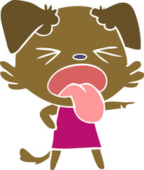 flat color style cartoon disgusted dog