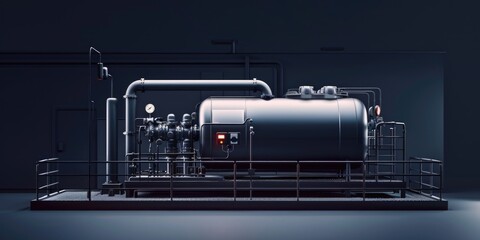 A large tank sitting on a metal platform. Perfect for industrial concepts