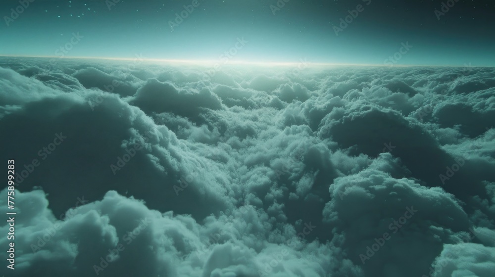Poster a beautiful view of the sky and clouds from an airplane. perfect for travel and aviation concepts