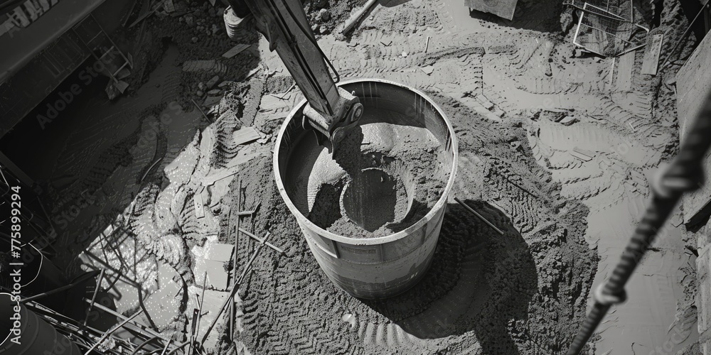Poster a monochrome image of a construction site. suitable for industrial concepts