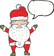 cartoon grumpy santa with speech bubble