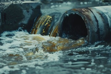 Detailed view of a pipe in the water, suitable for industrial concepts