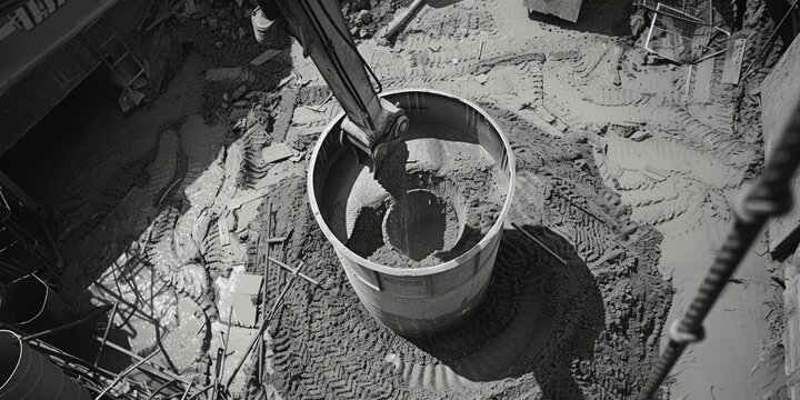 A monochrome image of a construction site. Suitable for industrial concepts
