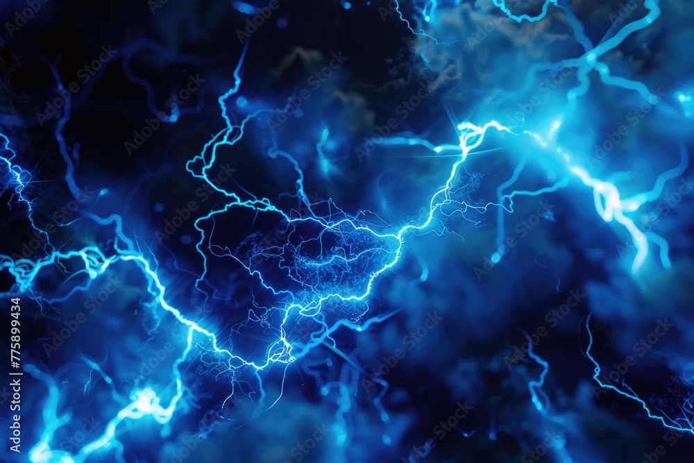 Poster A close up of a lightning bolt in the sky. Suitable for weather-related concepts