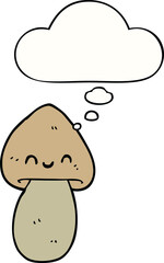 cartoon mushroom with thought bubble