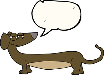 freehand drawn speech bubble cartoon dachshund