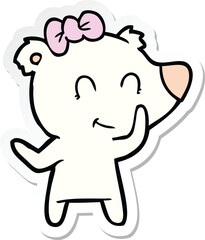sticker of a female polar bear cartoon