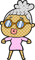 cartoon woman wearing spectacles