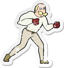 retro distressed sticker of a cartoon retro boxer man