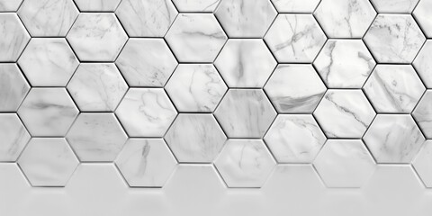 Fototapeta premium A white marble tile with hexagon pattern. Suitable for interior design projects