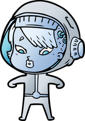cartoon astronaut woman