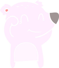 tired smiling bear flat color style cartoon