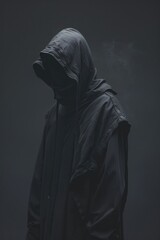 A man in a hooded jacket smoking a cigarette, suitable for urban lifestyle themes