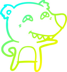 cold gradient line drawing of a cartoon bear showing teeth