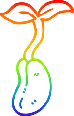 rainbow gradient line drawing of a cartoon seedling