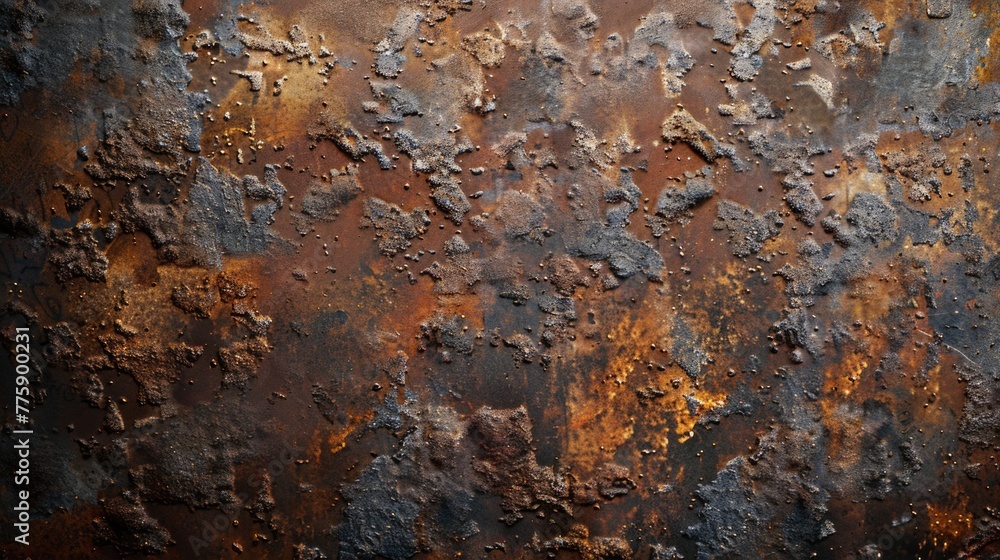 Poster a close-up view of a weathered and rusted metal surface. suitable for industrial backgrounds