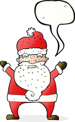 cartoon stressed out santa with speech bubble