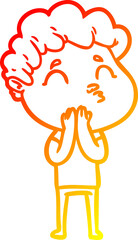 warm gradient line drawing of a cartoon man pouting