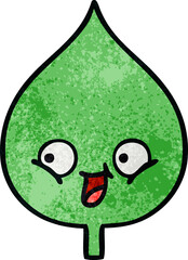 retro grunge texture cartoon of a expressional leaf