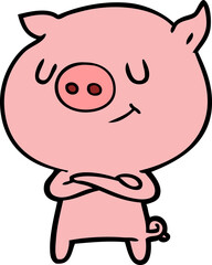 happy cartoon pig