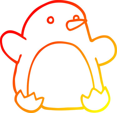recommend clip art: warm gradient line drawing of a cartoon christmas penguin