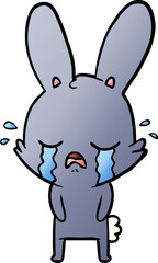cute cartoon rabbit crying
