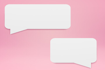 Blank conversation bubbles on a pink background