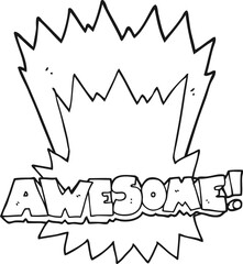 awesome freehand drawn black and white cartoon shout