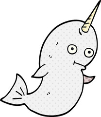 cartoon doodle white narwhal © lineartestpilot